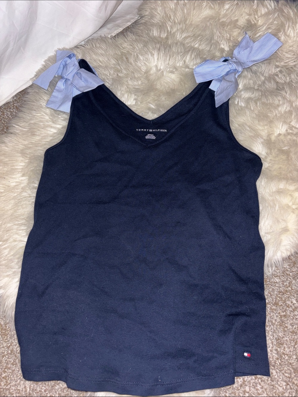 Tommy Hilfiger Navy Tank with Light Blue Striped Bow Straps